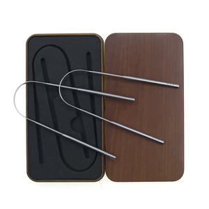 人気のステンレス鋼U字型シルバーカラーゴールドメッキタングスクレーパー2パック1木目調メタルボックス - Product Image 6