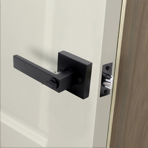 Poignée de porte intérieure carrée noire LELONLOCK en alliage de zinc, design moderne et simple, finition noir mat, pour appartement, OEM - Product Image 2