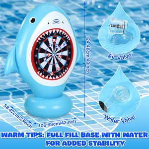 Shark-themed <b>Inflatable</b> Pool Dartboard <b>Game</b> with Sticky Darts - Product Image 2