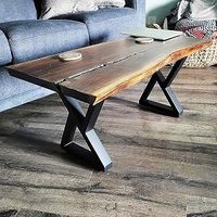 ALLCOS - Ensemble de 2 pieds de table basse et de banc en métal en forme de X, robustes, 16 pouces, couleur noire