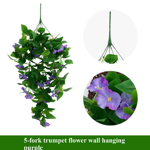 Cesta colgante de pared de Gloria DE LA MAÑANA simulada, flores artificiales, <span class=keywords><strong>Trompeta</strong></span> de Gloria DE LA MAÑANA Artificial adecuada - Product Image 4
