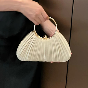 Nouvelle Pochette de Soirée Classique Premium en Polyester à Volants, Forme Cercle, Sac à Bandoulière ou Sac Croisé pour Fête - Product Image 4