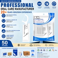 Cure-dents extra-forts avec fil dentaire, sans BPA, manche ergonomique, cure-dents courbés pour le nettoyage des dents, sachet de 50 pièces, OEM ODM
