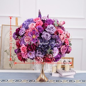 ลูกบอลดอกไม้ทำจากผ้าไหมเทียมประดับโต๊ะสำหรับงานแต่งงาน - Product Image 6