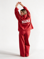 Sweat-shirt tricoté à col montant pour femme, mode automne-hiver, avec broderie 3D, badge à sequins et motif graphique lettres, hauts décontractés style streetwear