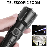 Lampe torche LED rechargeable haute puissance 30W, étanche, en alliage d'aluminium, tactique, zoomable, 5 modes, sortie 1000+ lumens