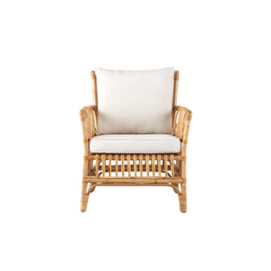 Ce fauteuil en rotin naturel, fabriqué à la main et respectueux de l'environnement, avec des coussins moelleux, est idéal pour les espaces de vie intérieurs et extérieurs. - Product Image 1