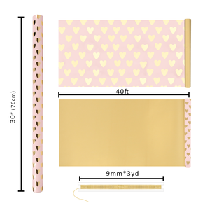 Papel de regalo metálico dorado brillante al por mayor, rollo de papel estampado de doble cara con revestimiento para decoración, papel de embalaje artístico - Product Image 2