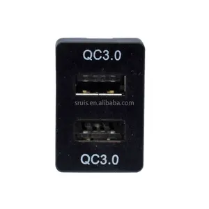 Dc 12 v 24 v 2יציאה usb דו גודל המכונית כפול שקע מתאם כפול qc כפול 3.0 מטען מהיר לרכב