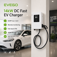 EVEGO Nouvelle station de recharge rapide murale pour véhicules électriques à faible consommation d'énergie DC 14kW CCS1/CHAdeMO/NACS avec garantie de 2 ans, contrôle WIFI/4G