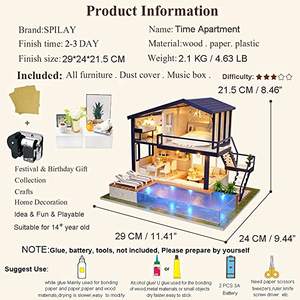 Kit <span class=keywords><strong>de</strong></span> <span class=keywords><strong>casa</strong></span> <span class=keywords><strong>de</strong></span> <span class=keywords><strong>muñecas</strong></span> a prueba <span class=keywords><strong>de</strong></span> polvo y música, bricolaje, a escala 1:24, habitación creativa, regalo para amigos y adultos, apartamento - Product Image 6