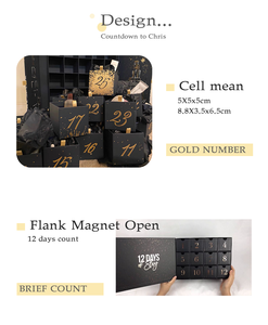 Nuovo design di fabbrica stampa personalizzata san valentino cioccolato calendario dell'avvento bellezza calendario dell'avvento 24 12 8 - Product Image 6