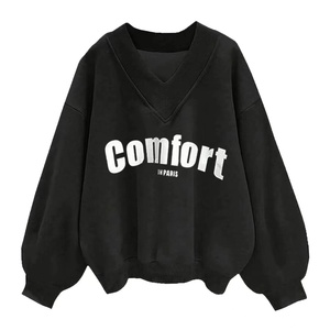 <span class=keywords><strong>Felpa</strong></span> da Donna con Scollo a V Personalizzabile, <span class=keywords><strong>Oversize</strong></span>, con Logo, Maniche a Goccia, Pullover Casual Corto per l'Autunno - Product Image 6