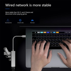 4 trong 1 Gigabit <span class=keywords><strong>Ethernet</strong></span> <span class=keywords><strong>USB</strong></span> C HUB kích thước nhỏ <span class=keywords><strong>USB</strong></span> 3.0 để RJ45 <span class=keywords><strong>Adapter</strong></span> <span class=keywords><strong>USB</strong></span> C Dock cho macbook không khí Pro PC Hub - Product Image 3