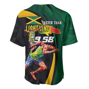 <span class=keywords><strong>Maillot</strong></span> de baseball Jamaican Pride 9.58 Seconds-Faster Than Lightning, impression à la demande, coupe ample et régulière, uniformes de baseball boutonnés - Product Image 3