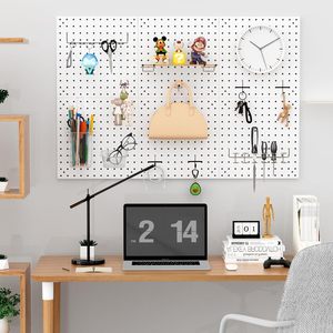 Metal Pegboard Wall Storage Rack Rectangle Minimalist Office Organizer Desk Workbench <b>Shelf</b> Customizable Display Rack - Product Image 3