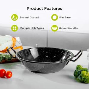 Poêle <span class=keywords><strong>à</strong></span> <span class=keywords><strong>paella</strong></span> profonde en émail d'Espagne 20/22/24/26/30/32/34/36/38/40cm Poêle <span class=keywords><strong>à</strong></span> fruits de mer en acier au carbone Poêle <span class=keywords><strong>à</strong></span> <span class=keywords><strong>paella</strong></span> sans bâton - Product Image 2