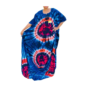 Bohemian Style Geometric Asymmetrical Lace Washable <b>Kaftan</b> Maxi for Women Hand Dyed Sexy Nighty Long Cover Ups - Product Image 1