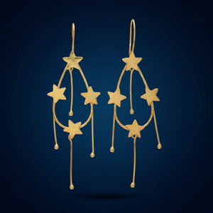 Boucles d'oreilles clous JAIPUR GEMS JEWELRY en acier inoxydable plaqué or, motif étoile Golden Hour, avec perles d'imitation pour femme - Product Image 2