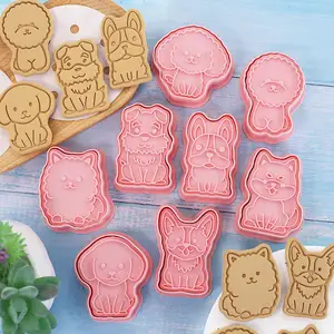 8 pz/set stampi per biscotti per cuccioli carini Teddy Dog stampo per biscotti fondente strumento per decorazioni per torte tagliabiscotti