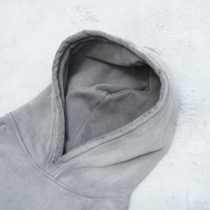 Sweat à capuche court et épais en coton Gsm surdimensionné avec logo personnalisé pour hommes Sweats à capuche lavés à l'acide - Product Image 2