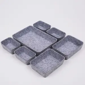 Wholesale New Design 7Pcs Felt Desk Organizer Colorful Storage Organizer Bins Set