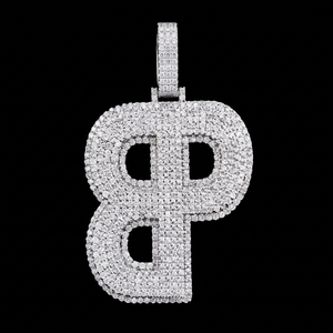 Colgante de Moissanita con Letra BP, Plata 925, Estilo Hip Hop, Unisex, Joyería para Uso Diario - Product Image 1