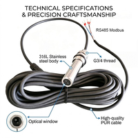 Sonde de turbidité industrielle en acier inoxydable pour eau claire, surveillance en temps réel, RS485 4-20mA, avec format MQTT Json