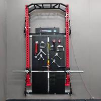 Rack de Squat Mural Pliable Intégré, Gain de Place, avec Système de Poulies Fixes et Crossover par Câble
