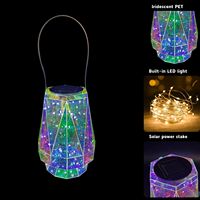 Lanterne LED solaire irisée, lumière décorative pour jardin extérieur, imperméable, suspendue, décoration de patio et de cour