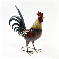 Statue de coq en fer pour jardin, décoration extérieure en métal pour patio et pelouse