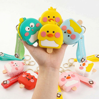 Porte-monnaie mini en silicone avec fermeture éclair, motif canard 3D Kawaii, logo personnalisé, pour clés et écouteurs, cadeau pour enfants, vente en gros