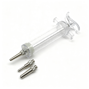 समायोज्य खुराक नट पुनः प्रयोज्य प्लास्टिक स्टील पशु इंजेक्टर पोल्ट्री टीकाकरण पशु पशु चिकित्सा कैथीटर एडाप्टर सिरिंज - Product Image 1