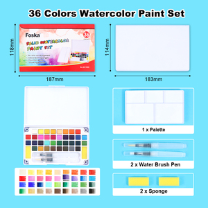 Kits de peinture <span class=keywords><strong>aquarelle</strong></span> FOSKA, design <span class=keywords><strong>voyage</strong></span>, cadeau idéal, avec 12/36 couleurs vives pour la création de cartes, les illustrations, la peinture, la calligraphie - Product Image 5