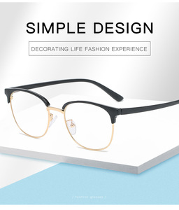 Classic Semi Rimless Anti Blue Light Blocking Glasses Men <strong>Square</strong> <strong>Ray</strong> Filter Computer UV400 Protection Women Eyeglasses - Product Image 4