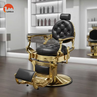 Fauteuil de Barbier Professionnel Inclinable Rétro Doré Antique – Vente en Gros Fabricant