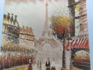 Prezzo all'ingrosso pittura fatta a mano ultra a basso prezzo stile moderno pura tela parigi torre Eiffel Street View pittura