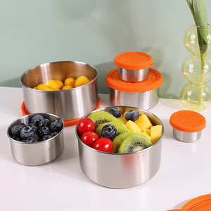 Recipientes de Almacenamiento de Alimentos de Grado Alimenticio Premium, Juego de 6 Loncheras Bento de Acero Inoxidable con Tapa de Silicona para Adultos - Product Image 1