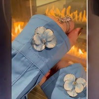 Penutup Kancing Gabungan Berbahan Paduan Seng Merah & Biru Motif Bunga Hati Wanita dengan Fitur Tanpa Jahitan Ucharmd BT335