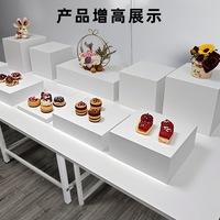 Présentoir Cube Carré en Acrylique Blanc Foshan Languo pour Buffet, Socle Alimentaire en Lucite, Boîte de Présentation Empilable