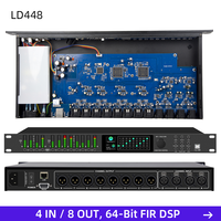 Processeur de son Gooermi LD448 4 entrées 8 sorties FIR DSP, processeur SHARC 64 bits double cœur, ADC 32 bits 768 kHz, PEQ, DEQ, GEQ, contrôle par PC