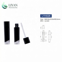 Gloss à lèvres transparent de luxe personnalisé, forme carrée ou ronde, 11,5 ml, tubes ABS, bouchon à vis, étiquette privée, applicateur brosse, impression sérigraphique