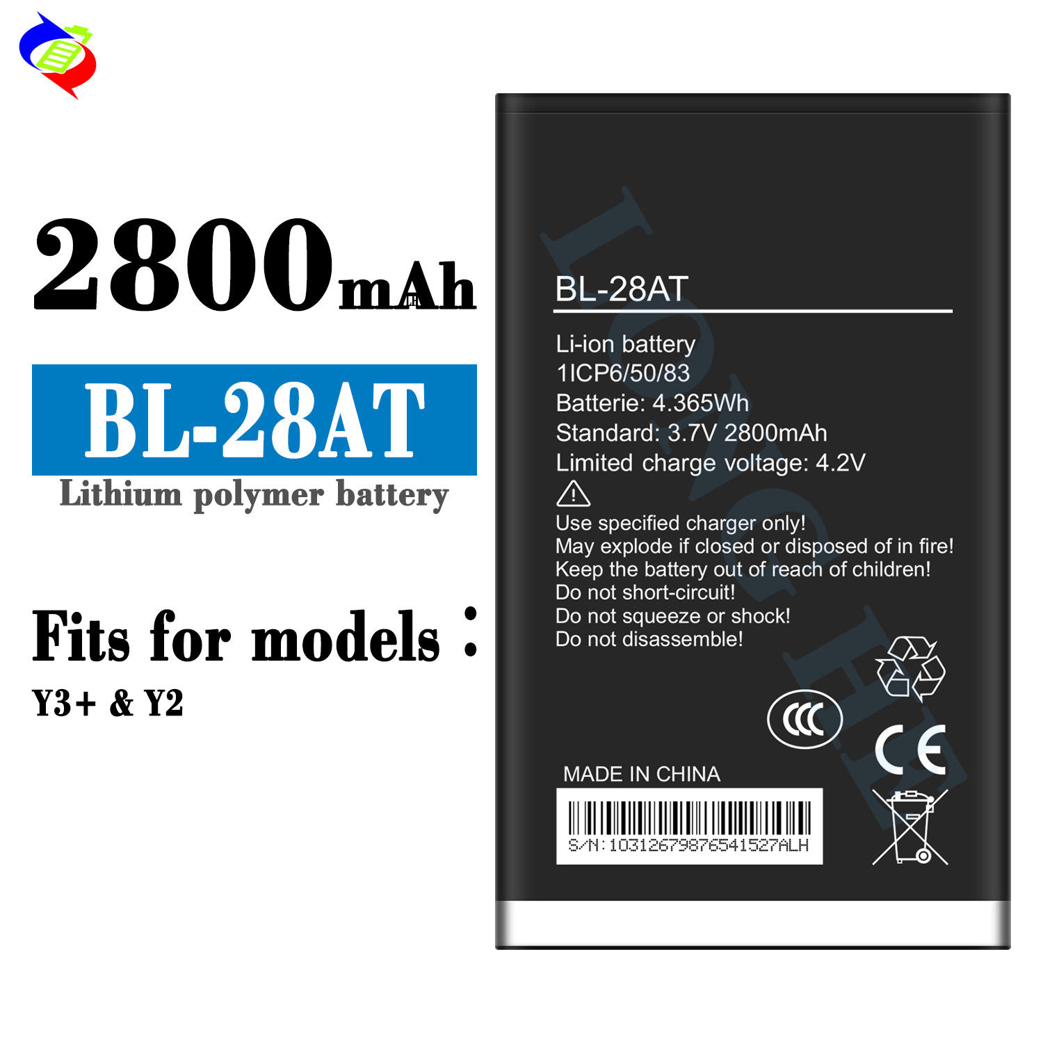 BL-28AT 2800mAh Y2 Y3+ Mobile Phone Battery for Tecno Camon Y3 Plus Battery
