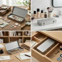 Caja de Almacenamiento de Metal Personalizada con Logotipo, Caja Rectangular Portátil con Tapa Abatible para Billetes, Cosméticos y Artículos de Oficina