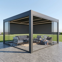 Kit de pergola moderne en aluminium avec toit à lames orientables, éclairage LED et écran zip pour projets d'ombrage extérieur en gros