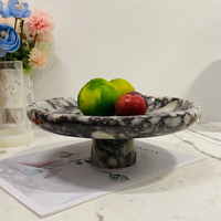 Plateau décoratif 2 pièces en marbre travertin naturel de style européen, pour fruits et pâtisseries, support à gâteau, résistant au four, pour café