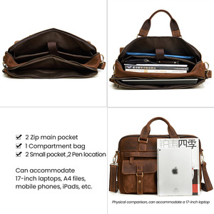 Dujiang Genuine Leather Men's Business <b>Briefcase</b> 17 Inch Multi Functional Bag For Business Travel - Product Image 3