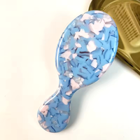 Mini brosse à cheveux en écaille de tortue haut de gamme personnalisée nouveau voyage petite brosse à cheveux démêlante en acétate de cellulose de Quartz en marbre rose