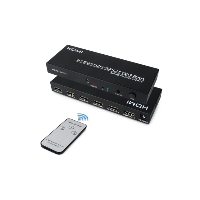 FJ-4K204 FJGEAR 2 in 4 Out 4K HDMI HD Switch/splitter HDMI Matrix Support Resolution 3840*2160 60Hz With Remote Controller