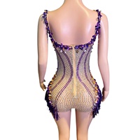 Sexy Rhinestone Sequin Tassel Festival Outfit Performance Jumpsuit Singer Dancer Barboteuses Big Size Women Party One Piece Body
